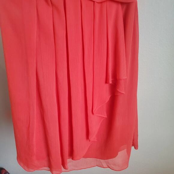 David's Bridal bridesmaid prom dress size 6 coral Chiffon Sweetheart Layered - Picture 9 of 11